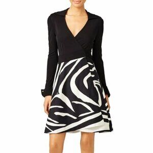 Diane Von Furstenberg DVF Wrap Dress Amelia Black White Size 4